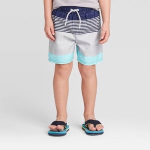 NEW! Cat & Jack Toddler Boys' Four Stripe Swim Trunks